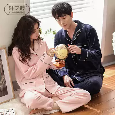 Winter couple pajamas coral velvet thin velvet thin female Korean autumn and winter Island velvet padded home suit men