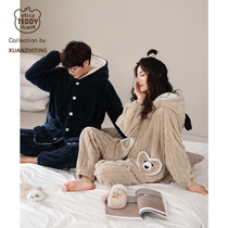 Teddy World Lovers Sleepwear Women Winter Coral Suede 2021 New Flannel Autumn Winter Home Suits Mens Suit