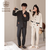 (Teddy World) couples sleepwear spring and fall for womens pure cotton summer 2022 New mens spring home uniforms