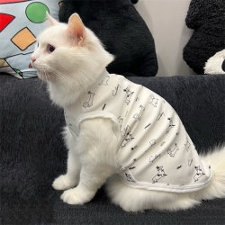 Cat Clothes for Spring and Autumn, Cute Cartoon Puppy Vest, Cat Summer Thin Style, Breathable and Non-Shedding