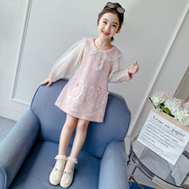 Girls Spring and Autumn Dress 2021 New style Korean version of the childrens small fragrant style princess skirt long sleeve skirt