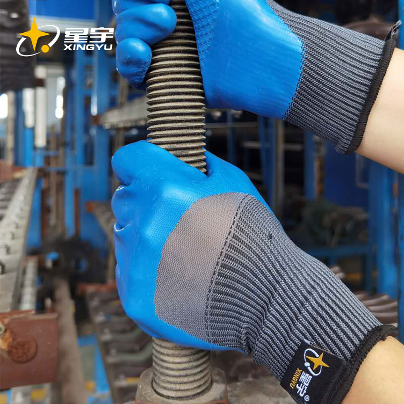 Star Woo Labor Gloves a698 Abrasion Resistant Anti-Slip Waterproof Breathable and Protect Rubber Rebar Outdoor Blue Youth Work