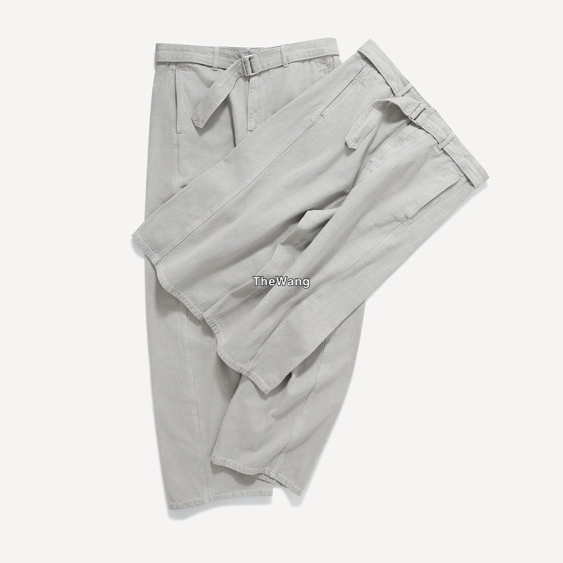 Lem26Ss Slub-Denim Slub Denim Vintage Curved Hem Pants Shorts Old Money Style Drapey Wide-Leg Pants Lem26Ss Slub-Denim Slub Denim Vintage Curved Hem Pants Shorts Old Money Style Drapey Wide-Leg Pants