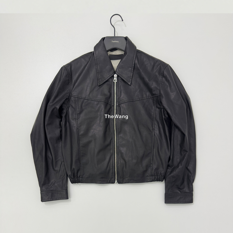 Lem26Ss Biker Blouson Imported Cowhide Leather Lapel Motorcycle Leather Jacket, High-Quality and Versatile Leather Clothing