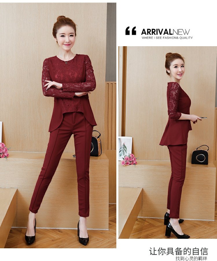 Bộ đồ ren nữ thời trang size lớn 2018 mùa thu mới dài tay che thịt mỡ mm áo mỏng hai bộ thủy triều quần sooc nữ
