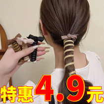 Cute bow bubble braided hair artifact seamless headband for women 2024 new high-end phone cord hair tie