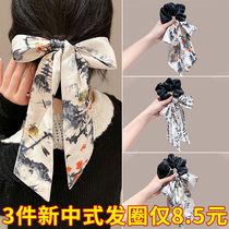 New Chinese style national style bow calligraphy streamers large intestine hair ties womens Hanfu horse skirt accessories headband hair accessories