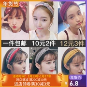 Tóc bồng bềnh nữ Hàn Quốc ngọt ngào Sen nữ headband rộng bên cá tính Châu Âu và Mỹ buộc tóc hoop siêu tiên in lưới đỏ