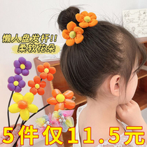 Childrens Hair Accessories Upgraded Ball Hair Post Full Covered Fabric Flower Plate Hair Post Girls Cute Flower Bud Hair Accessories