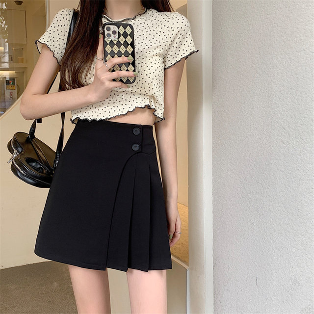 Large size design irregular skirt niche pleated pleated skirt 2024 spring and summer new high waist a-line skirt