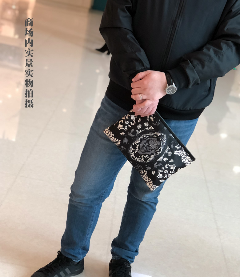 Xiaqiu túi xách nam mới túi xách màu đen và trắng hoa thủy triều nam phong bì công suất lớn cho nam túi ly hợp vải lụa phiên bản Hàn Quốc - Túi của con người các mẫu túi xách đẹp
