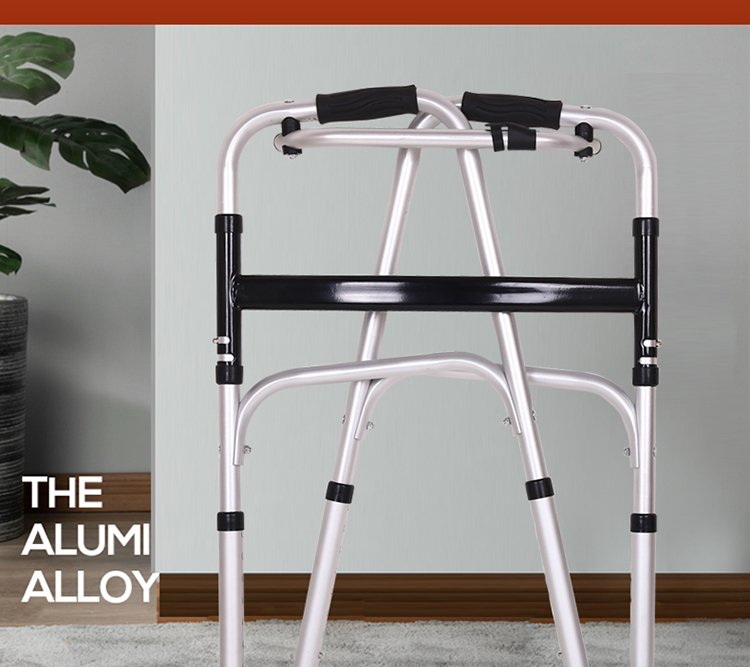 Crutch aluminum alloy walker for elderly walker with wheel foldable heightening low disabled four-foot bag-Taobao