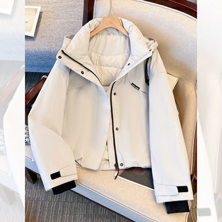 短款冲锋衣90白鸭绒羽绒服女冬季2025新款加厚保暖工装派克短外套