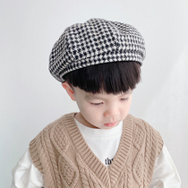 Childrens beret wind Plaid Korean version of pumpkin hat autumn and winter cloth warm male baby fashion girl Bud hat