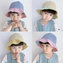 Childrens sun protection basin cap sunshade breathable baby straw hat summer thin cool hat girl fisherman hat boy hat summer