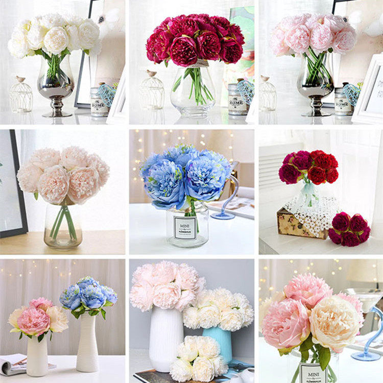 Simulation Mudan bouquet simulation flower pendulum piece living room table fake flower silk flower European style vase flower arrangement wedding decoration flower