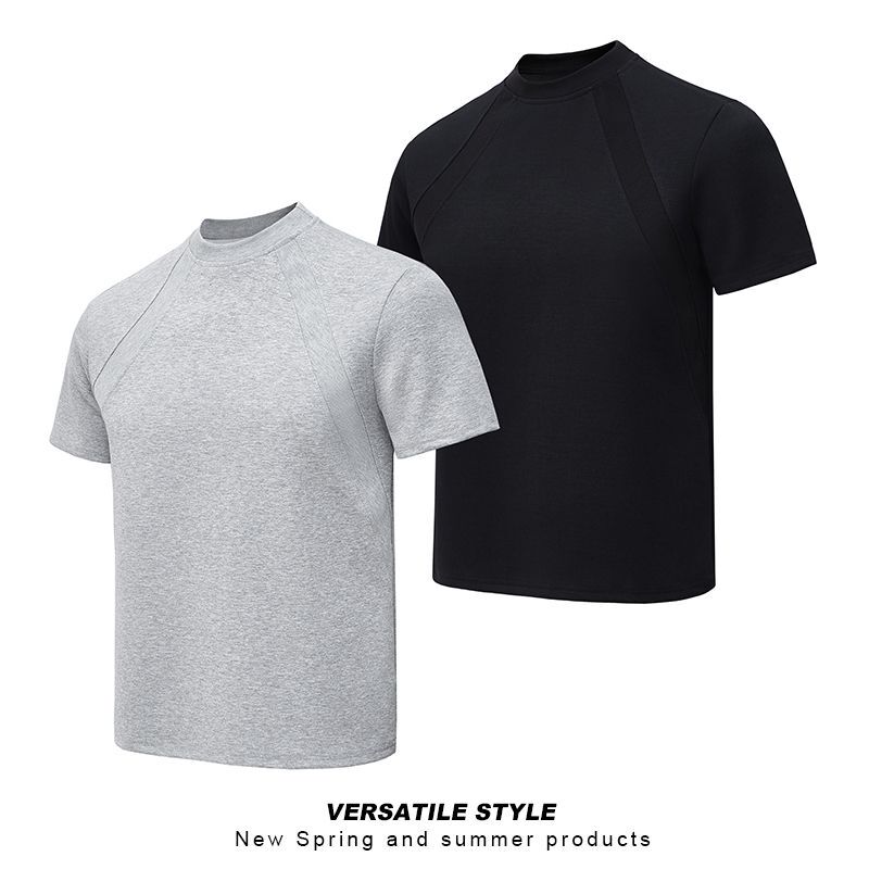 Cegffh American Retro Space Cotton Air Layer Deconstructed Short-Sleeve T-Shirt Summer Trendy Loose Top