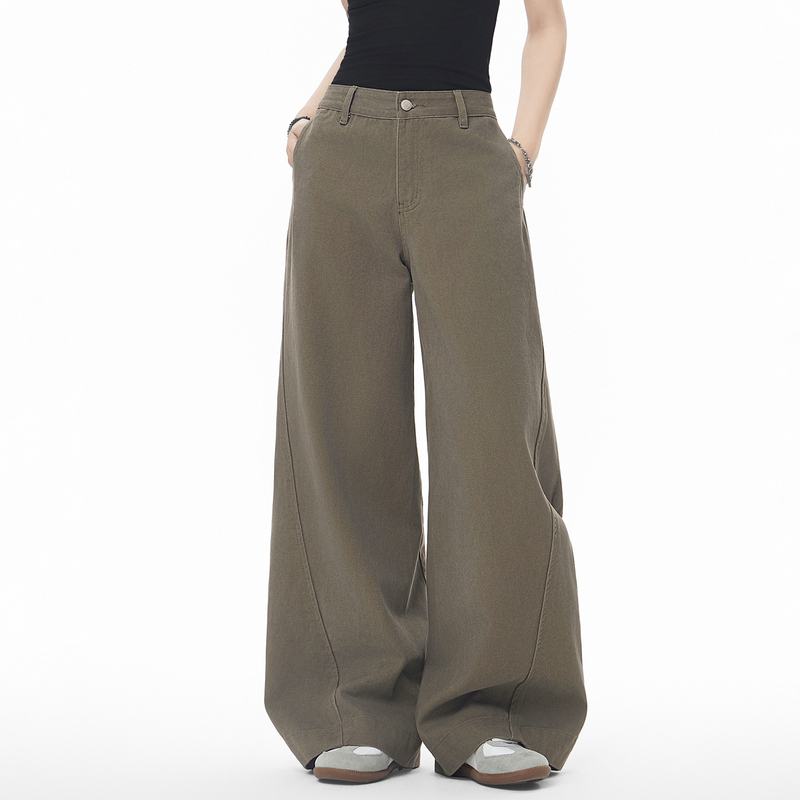 Cegffh Vintage Washed Wide-Leg Jeans for Men and Women, Loose Floor-Length Wide-Leg Pants, Couple's Style
