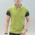 Yi mùa hè mới nam áo thun ngắn tay Cotton cotton cổ chữ V in hình áo thun học sinh thanh niên ao thun polo nam Polo