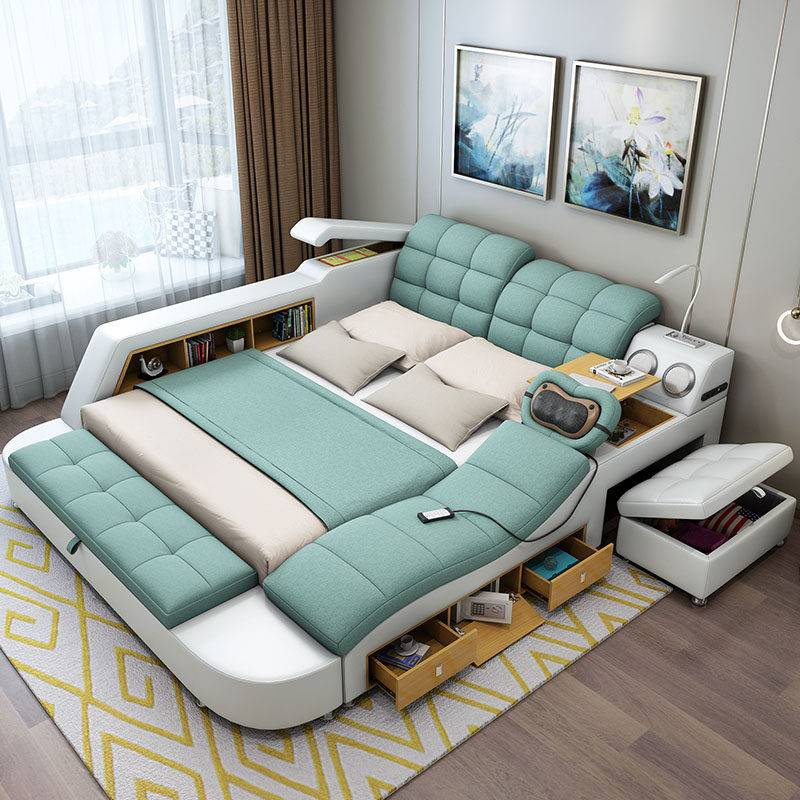 Tatami Bud Bed Modern minimal massage cloth bed 1 8m master bedroom multi - functional double bed can be removed from wedding bed