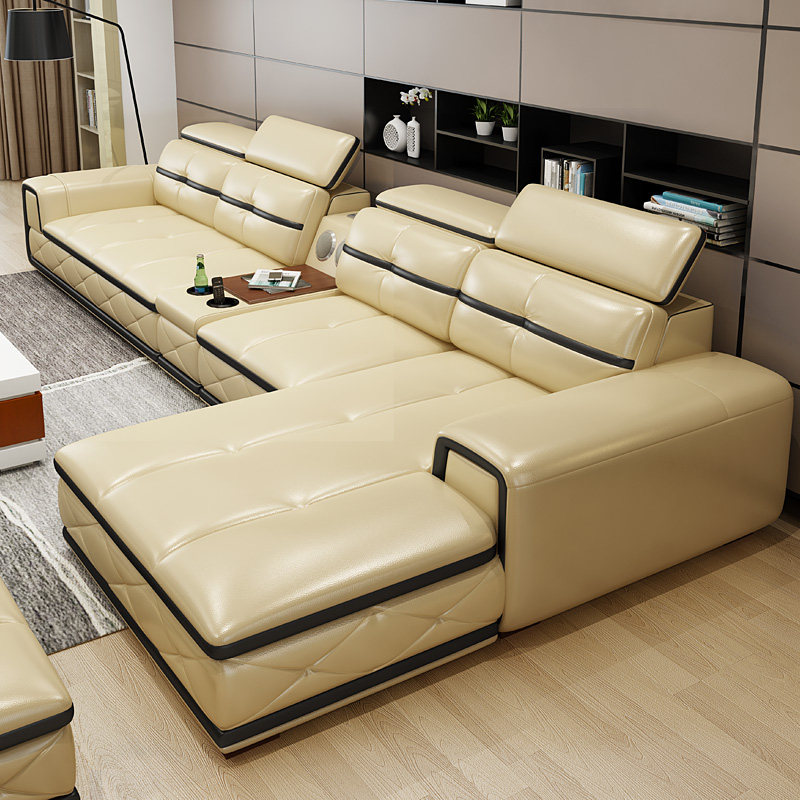 Real Leather Sofa Head Layer Bull Leather Minimalist Modern Living-room Small Family Leather Art sofa Portfolio Thick Leather Sofas