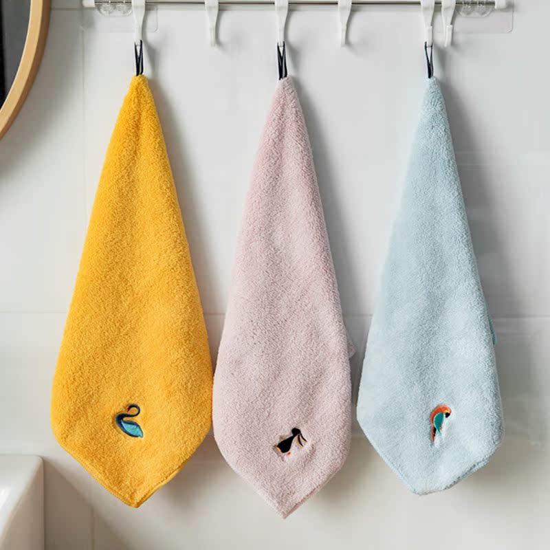 Kitchen Wipe hand towels Hanging children cute cartoon Absorbent Coral Suede Towels Slim Down Hair Wash face towel