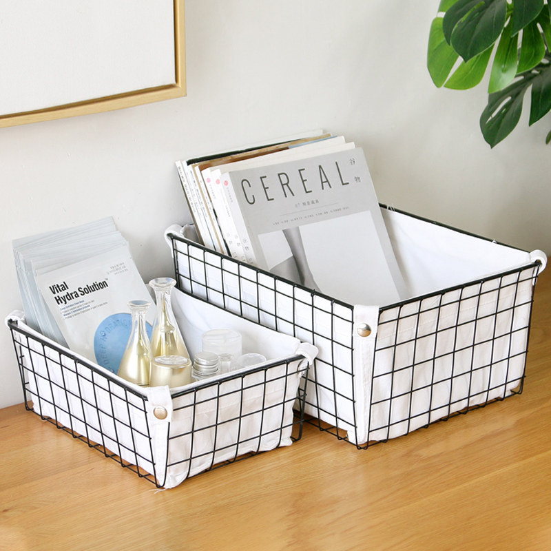 Japanese iron collection basket dormitory contains basket cosmetics containing artifacts frame mask collection box