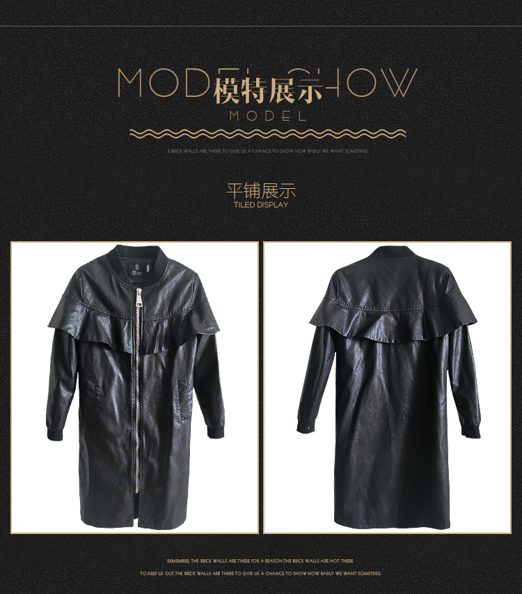 Xuân 2018 phiên bản Hàn Quốc mới của áo khoác da pu lỏng giặt nữ da dài cổ áo cổ áo khoác da mềm mại áo da bò xịn