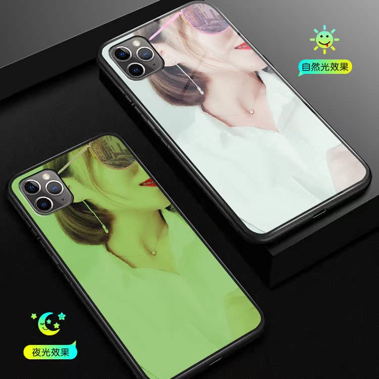 iPhone11Pro Max手机壳定制苹果X玻璃壳夜光iPhoneX防摔XsMax照片iphonexr保护套来图定做Xmax全包ProMax潮