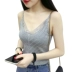 Mùa hè mới của phụ nữ phiên bản Hàn Quốc của cổ chữ V nhỏ yếm hoang dã ren đan tay áo ngoài áo vest nữ hàn quốc Áo ba lỗ