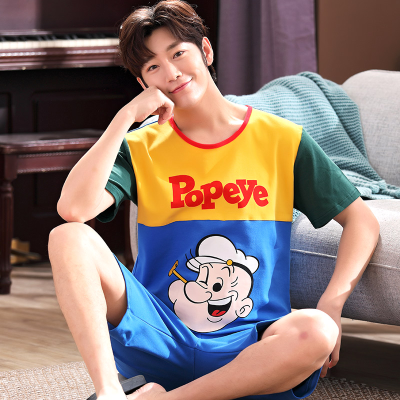 Bộ đồ ngủ mens quần short cotton mùa hè ở các bé trai lớn học sinh trung học cơ sở mỏng tuổi teen boy nhà phù hợp.