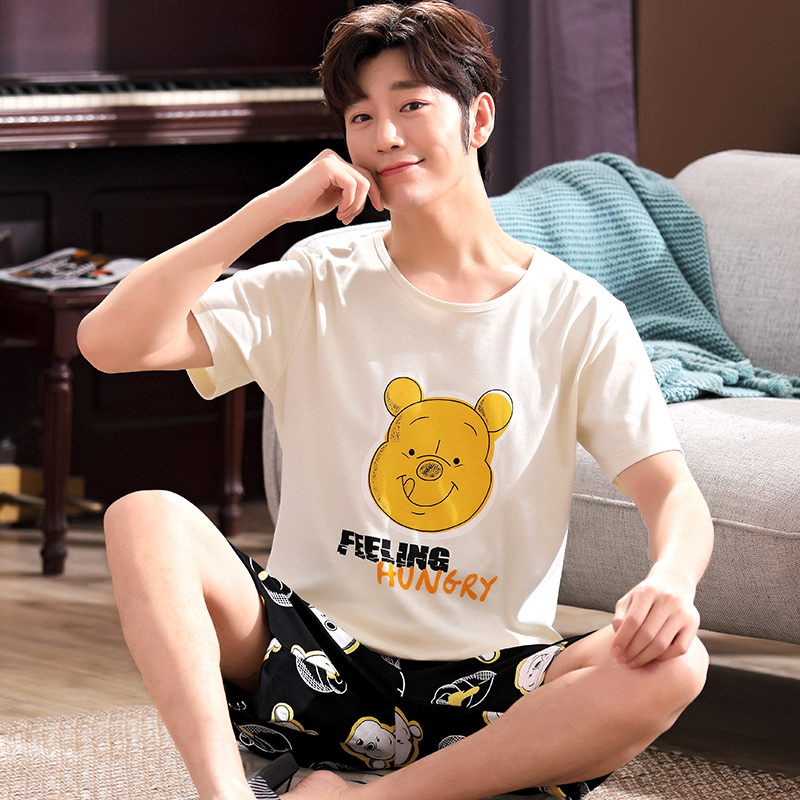 Bộ đồ ngủ mens quần short cotton mùa hè ở các bé trai lớn học sinh trung học cơ sở mỏng tuổi teen boy nhà phù hợp.