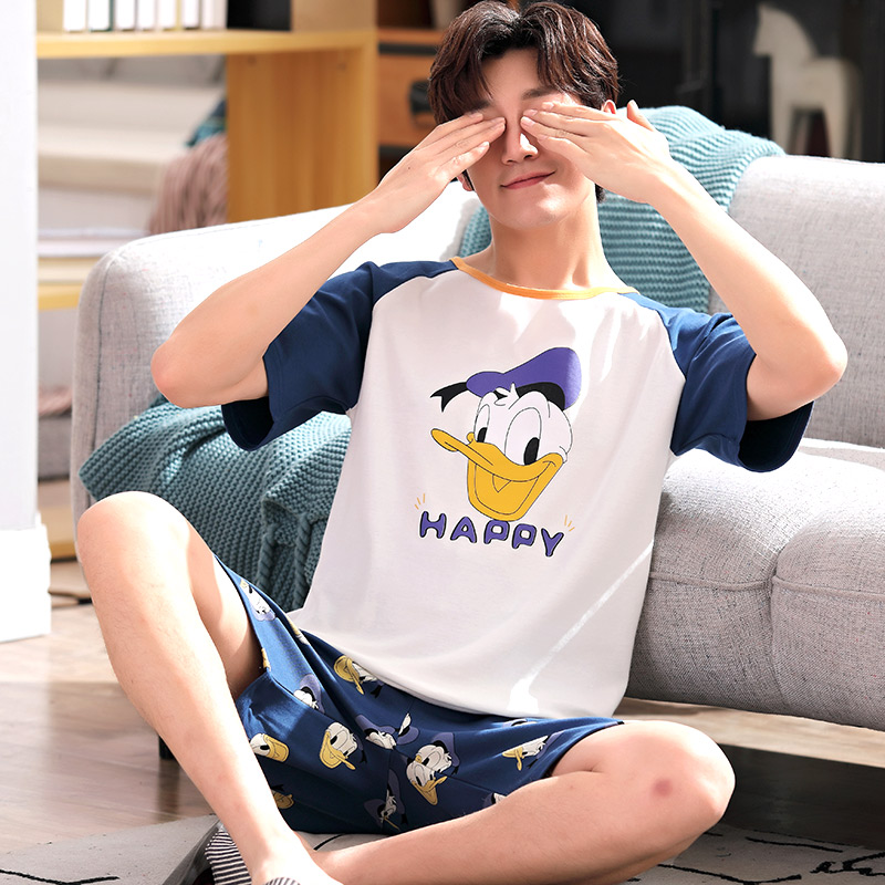 Bộ đồ ngủ mens quần short cotton mùa hè ở các bé trai lớn học sinh trung học cơ sở mỏng tuổi teen boy nhà phù hợp.