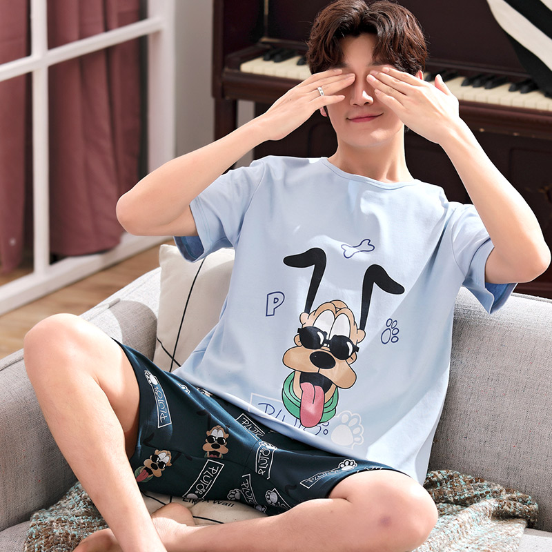 Bộ đồ ngủ mens quần short cotton mùa hè ở các bé trai lớn học sinh trung học cơ sở mỏng tuổi teen boy nhà phù hợp.