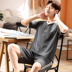 Bộ đồ ngủ Mens Summer bông ngắn tay áo Mens Home Mang Teen Thin Summer Casual Loose Big Size Set. 