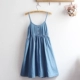Phong cách mềm mại mùa hè mới của Nhật Bản retro màu rắn cạp cao váy xếp ly denim xếp ly, váy chữ A nhỏ tươi mát - Váy eo cao