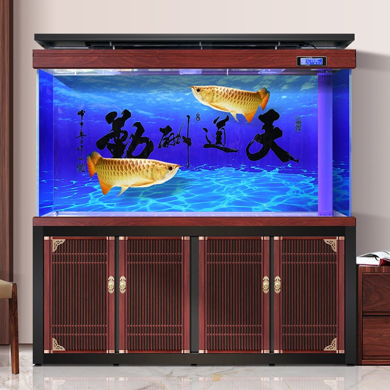 Chinese red dragon cylinder large living room aquarium floor home high-end ultra-white screen Xuanguan glass bottom filter