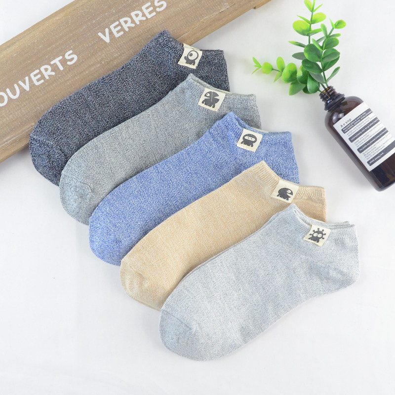 Socks men's cotton socks Summer thin personality cloth label invisible socks Sports deodorant cotton socks Japanese low-top short socks tide