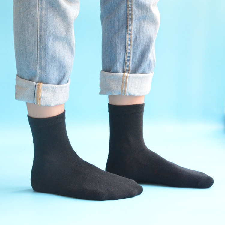 Men's mid-tube socks autumn and winter deodorant formal wear black and white leather shoes socks pure cotton sports cotton business men's stockings