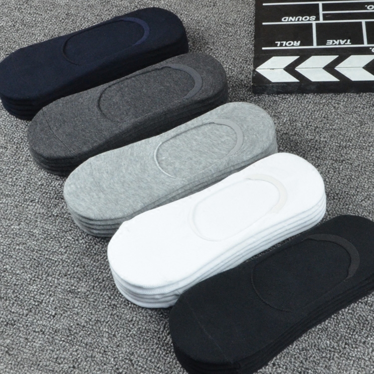 Socks men's beanie socks summer thin boat socks Pure cotton shallow mouth non-slip full invisible socks black and white deodorant men's socks