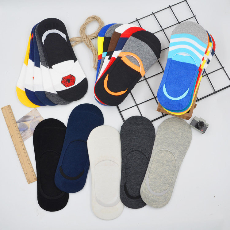Invisible Socks Men's Summer Thin Low Help Light Mouth Socks Silicone Anti Slip Total Invisible Bean-Bean Shoes Socks Drag Pure Cotton Anti-Foot Odor Undersocks