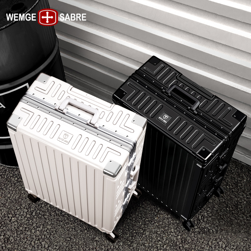 Strong and durable aluminum frame suitcase female universal wheel leather case pull-lever case 24 suitcase man 20 inch small boarding case