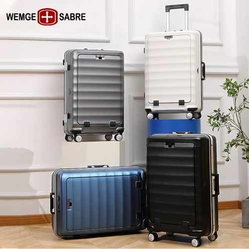 瑞士军刀新款行李箱20寸登机箱女商务多功能旅行箱铝框拉杆箱男