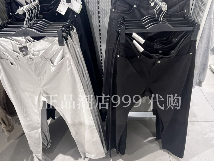 H Men's Clothing 1074402 Black Navy Light Gray Dark Gray Denim Casual Slim Fit Straight Pants