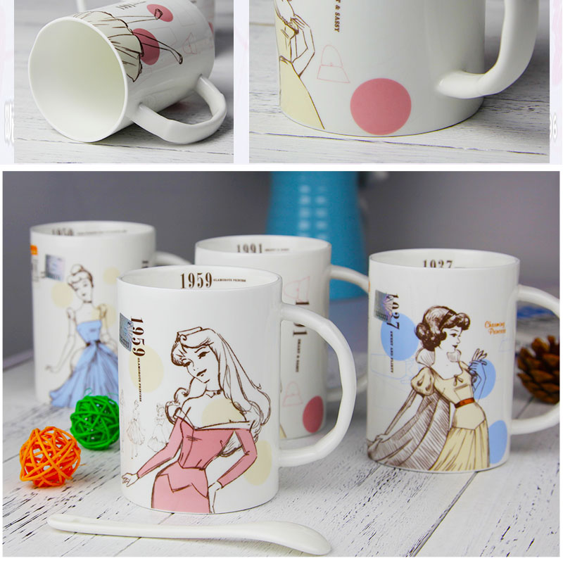 Cheng DE Disney princess, ceramic keller with express cartoon character large capacity coffee milk cup
