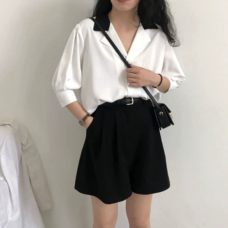 2020 new suit shorts women's high waist thin Korean version loose and wild casual wear a-line straight wide pants