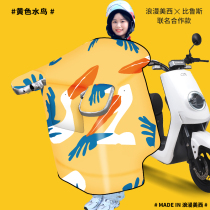 Electric car wind shield by autumn and winter battery motorcycle bicycle plus velvet thickened Four Seasons sunscreen cover windbreaker