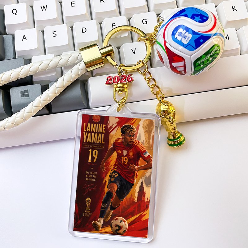 Yamal Surrounding Area Spain 2026 World Cup Trophy Football Pendant Backpack Star Keychain Men's Souvenir Yamal Surrounding Area Spain 2026 World Cup Trophy Football Pendant Backpack Star Keychain Men's Souvenir