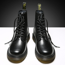 Martin boots mens British style high-top mens shoes Korean version of the trend of all-in-one leather boots tooling winter velvet mens boots