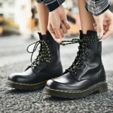 Martens, ботинки в английском стиле, высокие туфли для черной кожи, сапоги, из натуральной кожи, осенние, в британском стиле